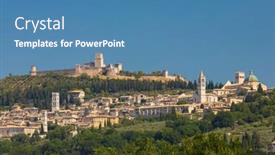  Presentation with region - Presentation design having assisi-old-town-province background and a teal colored foreground