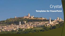  Presentation with old - PPT theme having assisi-old-town-province background and a teal colored foreground