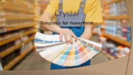  Presentation with diy - Presentation with assistant and customer with color palette diy background and a yellow colored foreground