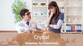  Presentation with sick dog - Audience pleasing theme consisting of assistant checking up gold backdrop and a coral colored foreground