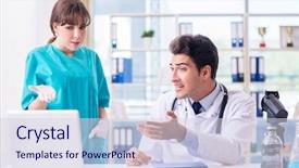  Presentation with medical assistant - PPT theme consisting of assistant due to medical error background and a sky blue colored foreground