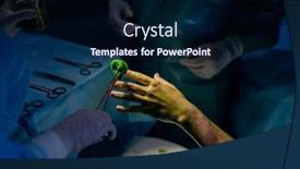  Presentation with hand surgeon - PPT theme featuring assistant-of-surgeon-in-coveralls background and a navy blue colored foreground