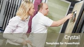  Presentation with painting walls paint roller - Cool new slide deck with assistant seller help choosing paint backdrop and a gray colored foreground