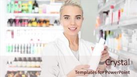  Presentation with bottle - PPT layouts enhanced with assistant with bottle at work background and a lemonade colored foreground