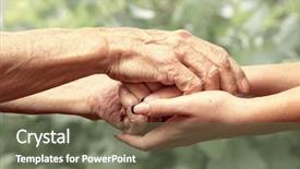  Presentation with elderly - Colorful slide set enhanced with hands of an elderly senior backdrop and a gray colored foreground