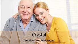  Presentation with senior citizen - Beautiful PPT layouts featuring happy family with woman embracing backdrop and a yellow colored foreground