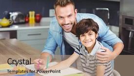  Presentation with solving - Slide deck with assisting boy in solving math background and a coral colored foreground