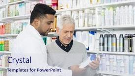  Presentation with pharmacist - Cool new theme with assisting customer in buying product backdrop and a sky blue colored foreground