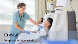  Presentation with medical renal - Amazing PPT layouts having assisting patient undergoing renal dialysis backdrop and a light blue colored foreground