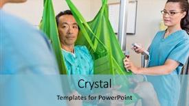  Presentation with nurse a male patient - PPT theme featuring assistive device - mature male patient sitting background and a light blue colored foreground