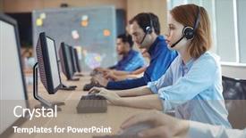  Presentation with assistive device - Presentation theme featuring assistive device - side view of businesswoman working background and a gray colored foreground