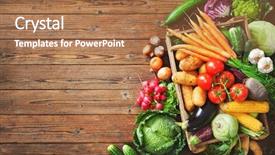 Presentation with vegetables - PPT theme having assorted - assortment of fresh vegetables background and a coral colored foreground