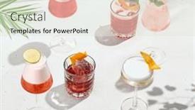  Presentation with alcoholic - Theme having assorted-alcoholic-cocktails-on-white background and a sky blue colored foreground