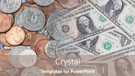  Presentation with banknotes - Presentation design consisting of assorted-american-coins-and-banknotes background and a coral colored foreground