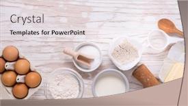  Presentation with baking utensils - Audience pleasing presentation theme consisting of assorted-baking-ingredients-and-kitchen backdrop and a white colored foreground