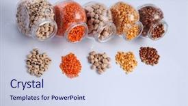  Presentation with depot container - Audience pleasing PPT theme consisting of assorted beans in a galss backdrop and a  colored foreground