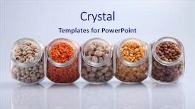  Presentation with container - Amazing slide deck having assorted beans in a galss backdrop and a  colored foreground