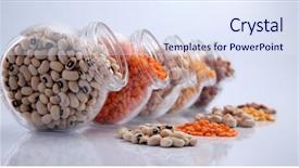  Presentation with container ship maritime - Slide set with assorted beans in a galss background and a  colored foreground