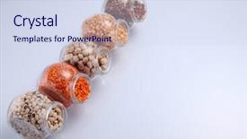  Presentation with container hous - Beautiful slide set featuring assorted beans in a galss backdrop and a  colored foreground