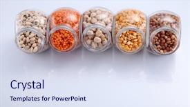  Presentation with container - Slide set consisting of assorted beans in a galss background and a  colored foreground
