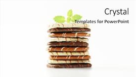  Presentation with chocolate biscuits - Colorful presentation theme enhanced with assorted belgian chocolate butter biscuits backdrop and a white colored foreground