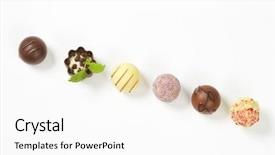 Presentation with white chocolate - Beautiful slide deck featuring assorted belgian chocolate pralines backdrop and a white colored foreground