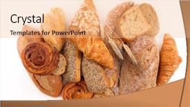  Presentation with bread - Colorful PPT theme enhanced with assorted bread and pastry backdrop and a coral colored foreground