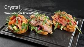  Presentation with tuna fish - PPT theme with assorted-bruschetta-in-black-concrete background and a  colored foreground