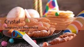  Presentation with carnival - Cool new presentation design with mardi gras party invitation - assorted carnival donut and decoration backdrop and a coral colored foreground