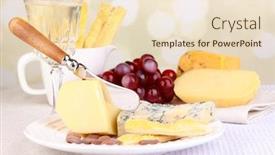  Presentation with cocoa beans - PPT theme with assorted cheese plate cocoa beans and grape on tablecloth background close-up background and a lemonade colored foreground