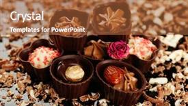  Presentation with chocolate - Beautiful PPT layouts featuring assorted chocolate candies with flakes backdrop and a  colored foreground