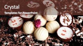  Presentation with flat earth on black - Theme consisting of assorted chocolate candies with flakes background and a tawny brown colored foreground