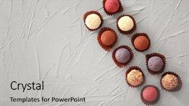  Presentation with chocolate - PPT layouts enhanced with assorted chocolate truffles on textured background and a light gray colored foreground