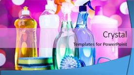  Presentation with work from hom - Audience pleasing presentation theme consisting of assorted cleaning products home work backdrop and a lavender colored foreground