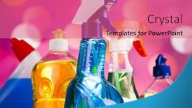  Presentation with cleaning - Slide set having assorted-cleaning-products-home-work background and a coral colored foreground