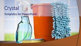  Presentation with chemical - Cool new slide deck with assorted cleaning products backdrop and a lemonade colored foreground