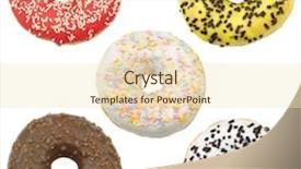  Presentation with sprinkles - Amazing PPT layouts having assorted colorful glazed donuts with sprinkles on a white background backdrop and a lemonade colored foreground