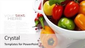  Presentation with healthy eating - Amazing presentation theme having vertical layout - assorted colorful tomatoes and vegetables backdrop and a light gray colored foreground