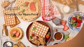  Presentation with waffles - Slides featuring assorted crepe and waffles background and a coral colored foreground