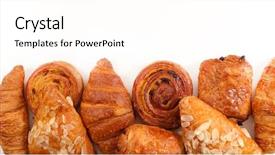  Presentation with croissant - PPT theme having assorted croissant and pastries background and a cream colored foreground