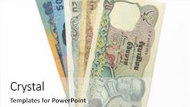  Presentation with thailand - Slide set with assorted currency notes of thailand background and a white colored foreground