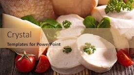  Presentation with dairy - Slide deck featuring assorted-dairy-product background and a coral colored foreground