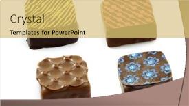  Presentation with luxury - Amazing PPT theme having assorted-decorated-luxury-chocolate-bonbons backdrop and a yellow colored foreground