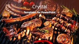  Presentation with dairy produce meat vegetables - PPT theme having assorted-delicious-grilled-meat background and a tawny brown colored foreground