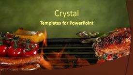 Presentation with grilled - Audience pleasing slide set consisting of assorted-delicious-grilled-meat backdrop and a tawny brown colored foreground