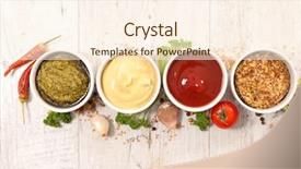  Presentation with dip - Theme enhanced with assorted dip and sauce background and a cream colored foreground
