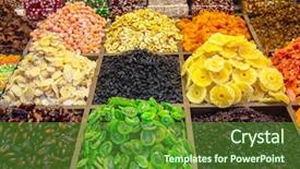  Presentation with indian bazaar - Amazing slide deck having assorted dried fruits at bazaar backdrop and a tawny brown colored foreground