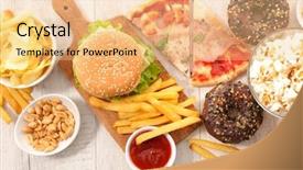  Presentation with fast food - Slide deck consisting of assorted fast food junk food background and a lemonade colored foreground