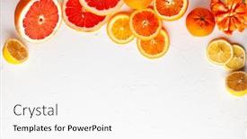  Presentation with healthy eating - Slide deck featuring assorted-fresh-citrus-fruits background and a white colored foreground