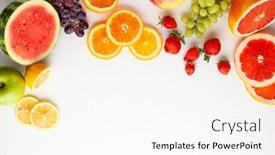  Presentation with healthy eating - Amazing presentation theme having assorted-fresh-fruits-and-berries backdrop and a white colored foreground